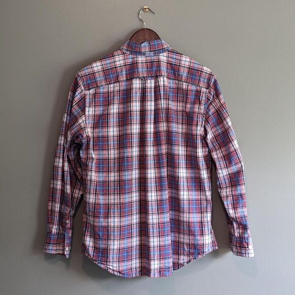 Nautica Size Medium Red Plaid Shirt Mens Thick Cotton Button Down Top Check LS - Picture 3 of 3